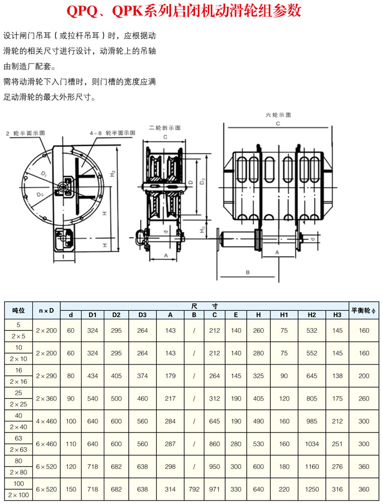 QPQ、QPK系列啟閉機(jī)動(dòng)滑輪組